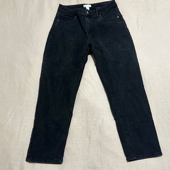 H&M Black Washed Denim Jeans - Size 10 - Picture 2 of 4